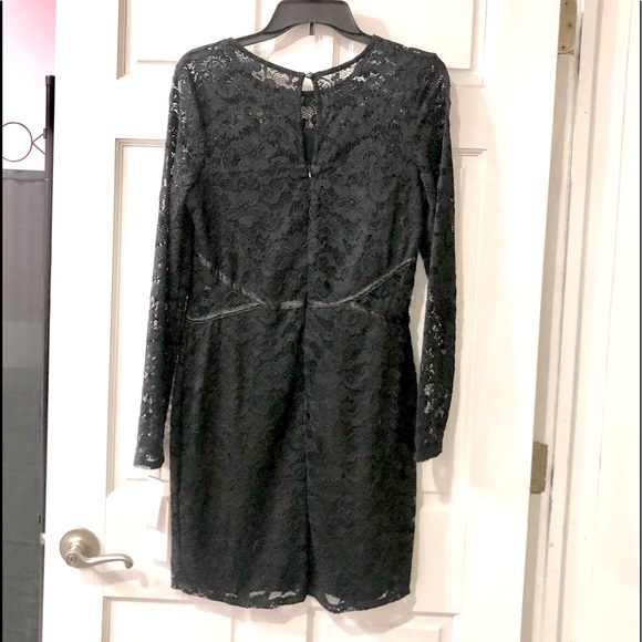 SOCIAL STORIES black bodycon allover lace long sleeve dress mid length sizeL NWT - Picture 3 of 9